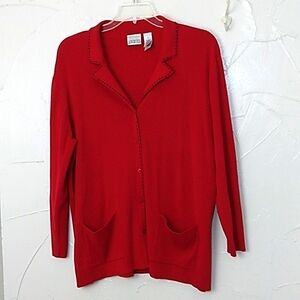 Villager Woman Liz Claiborne Size 2 Plus Ribbed Button‎ Front Cardigan Sweater
